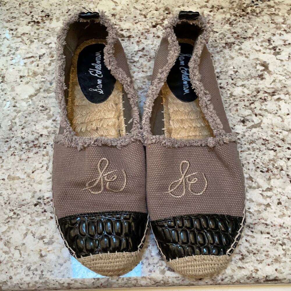 Sam Edelman 9.5 taupe black espadrille euc